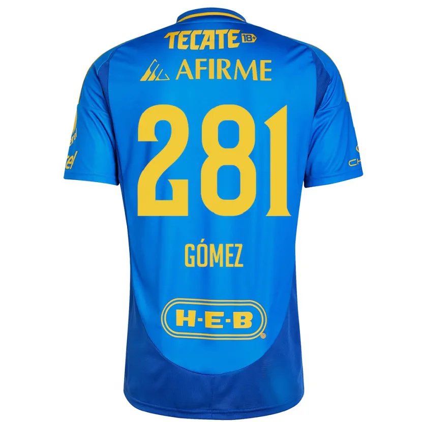 Danxen Kinder Luis Gómez #281 Blau Gelb Auswärtstrikot Trikot 2024/25 T-Shirt