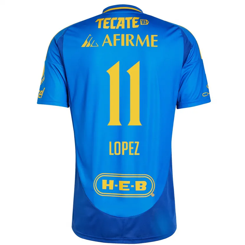 Danxen Kinder Nicolas Lopez #11 Blau Gelb Auswärtstrikot Trikot 2024/25 T-Shirt