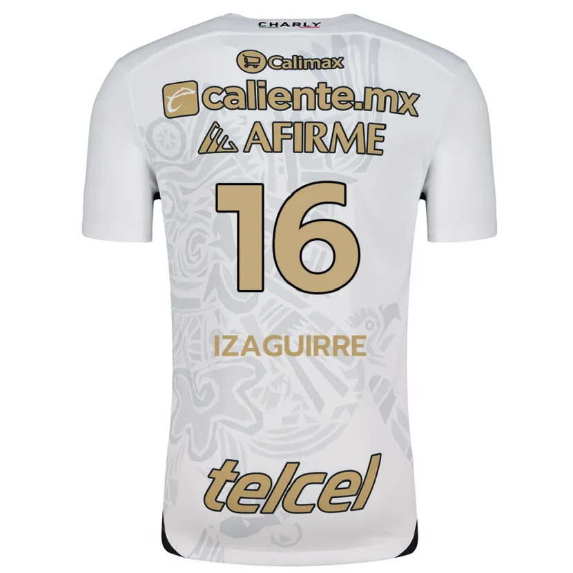 Danxen Kinder Estefanía Izaguirre #16 Weiß Schwarz Auswärtstrikot Trikot 2024/25 T-Shirt