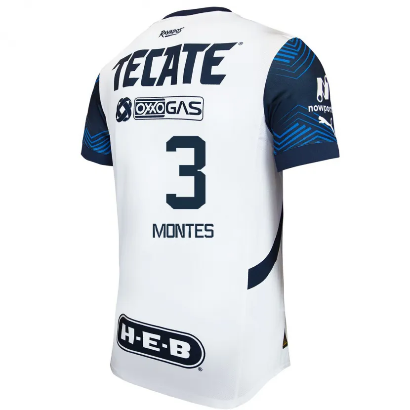 Danxen Herren Cesar Montes #3 Weiß Blau Auswärtstrikot Trikot 2024/25 T-Shirt