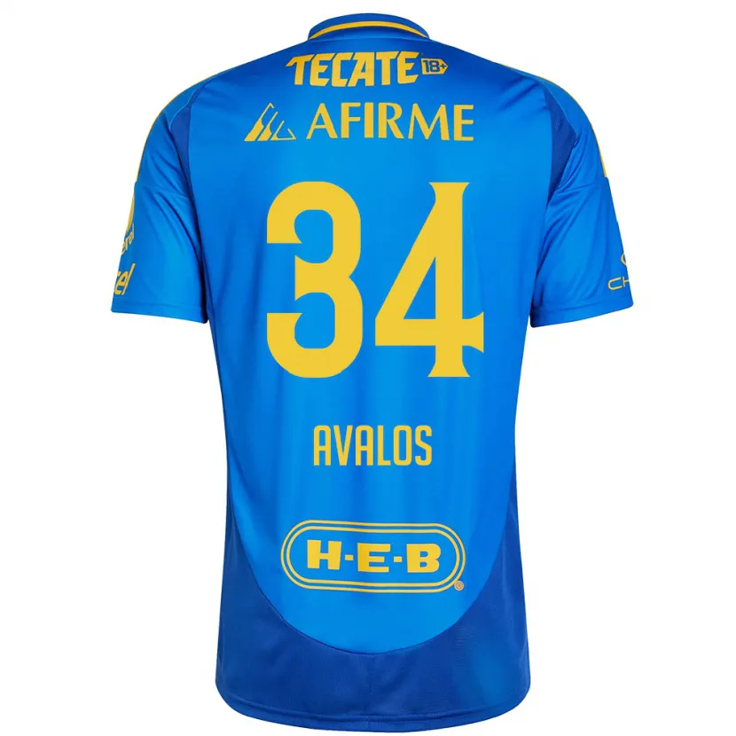 Danxen Herren Erick Avalos #34 Blau Gelb Auswärtstrikot Trikot 2024/25 T-Shirt