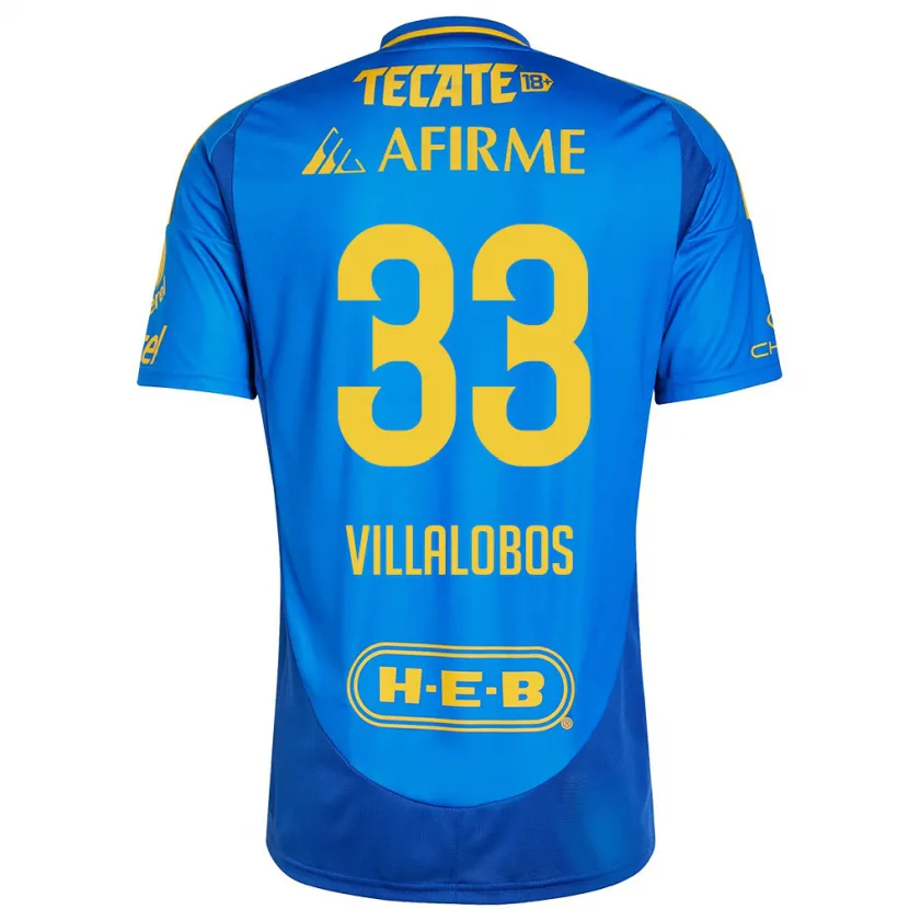 Danxen Herren Vania Villalobos #33 Blau Gelb Auswärtstrikot Trikot 2024/25 T-Shirt