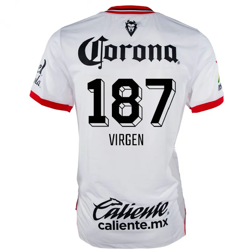 Danxen Herren Oswaldo Virgen #187 Weiß Rot Auswärtstrikot Trikot 2024/25 T-Shirt