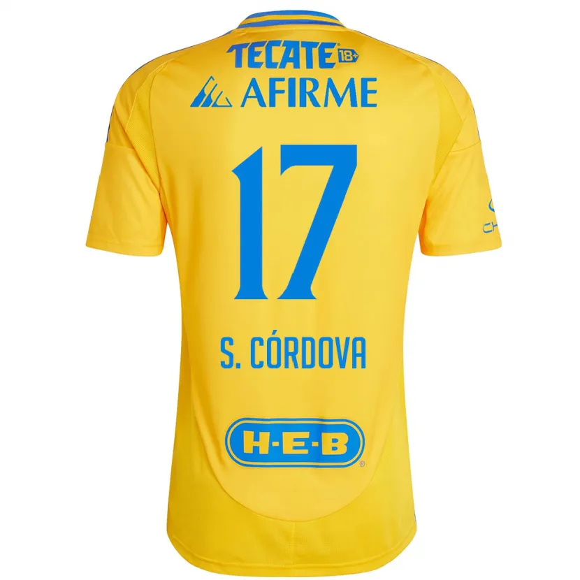 Danxen Damen Sebastián Córdova #17 Goldgelb Heimtrikot Trikot 2024/25 T-Shirt
