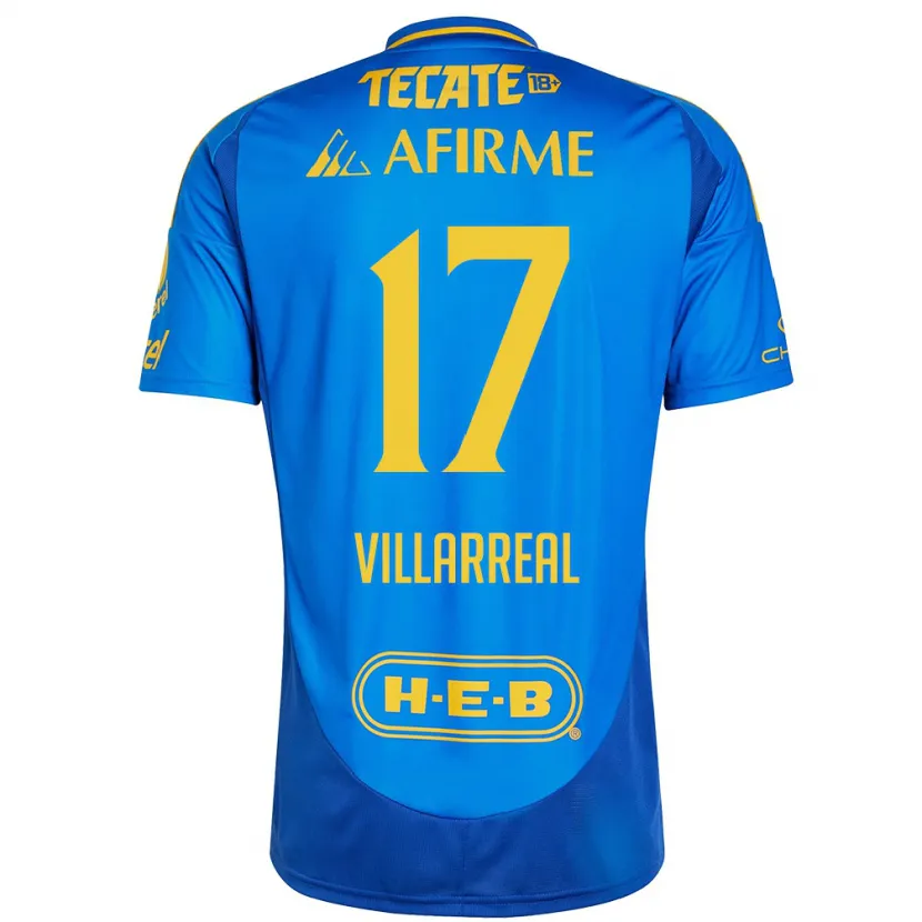 Danxen Damen Natalia Villarreal #17 Blau Gelb Auswärtstrikot Trikot 2024/25 T-Shirt