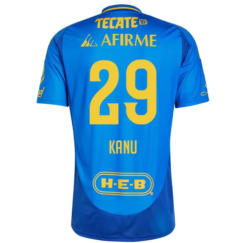 Danxen Damen Uchenna Kanu #29 Blau Gelb Auswärtstrikot Trikot 2024/25 T-Shirt