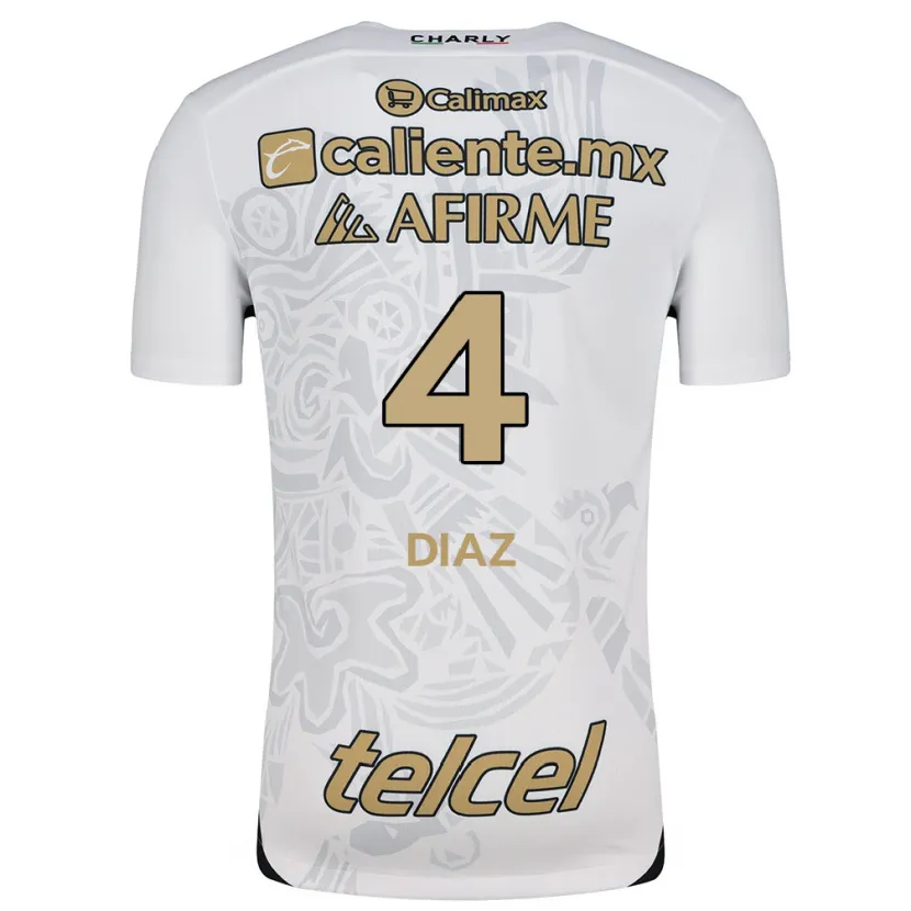 Danxen Damen Nicolás Díaz #4 Weiß Schwarz Auswärtstrikot Trikot 2024/25 T-Shirt