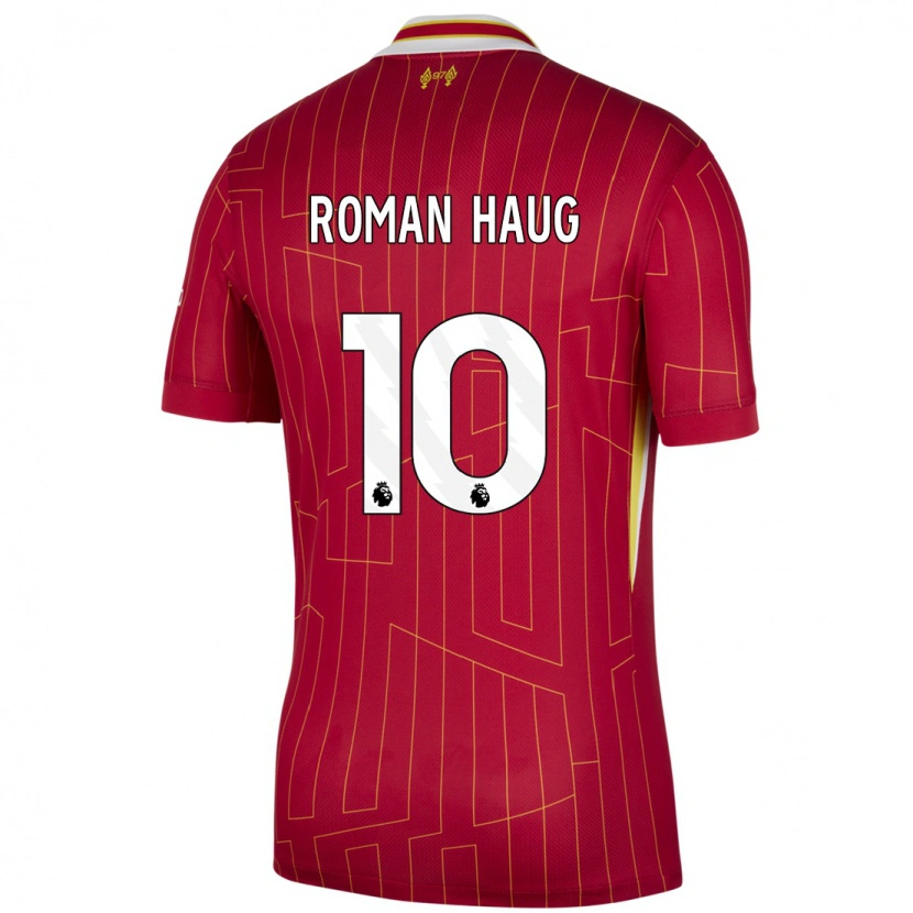 Danxen Kinder Sophie Román Haug #10 Rot Gelb Weiß Heimtrikot Trikot 2024/25 T-Shirt