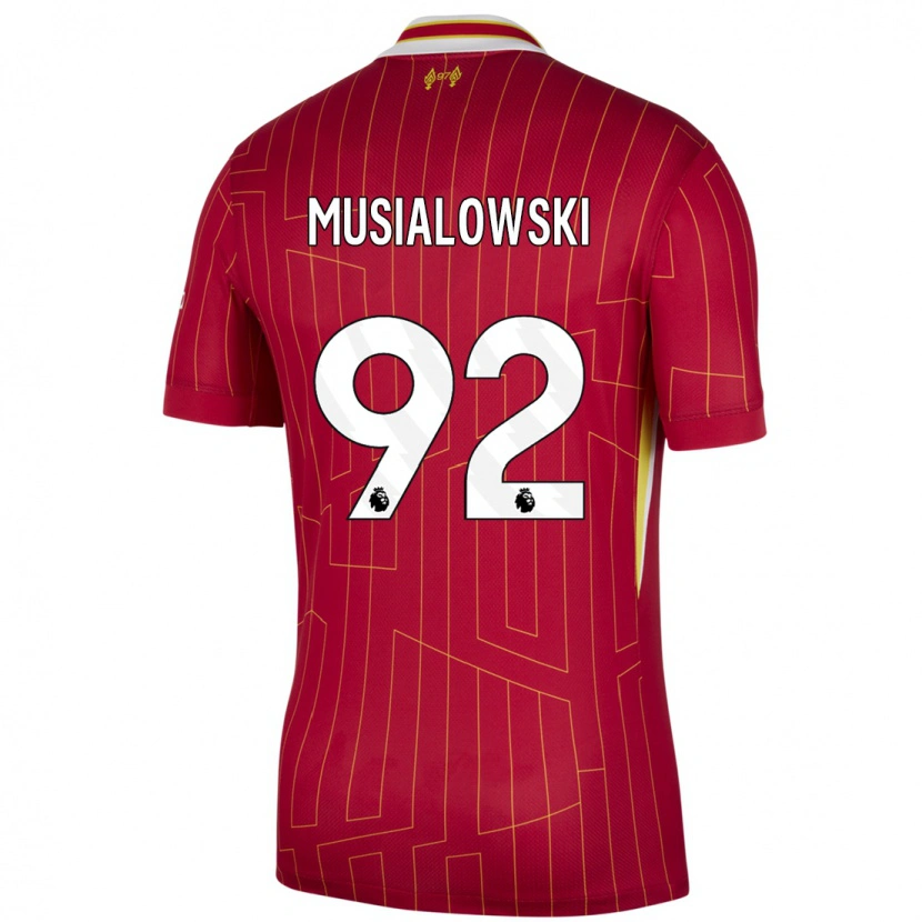 Danxen Kinder Mateusz Musialowski #92 Rot Gelb Weiß Heimtrikot Trikot 2024/25 T-Shirt
