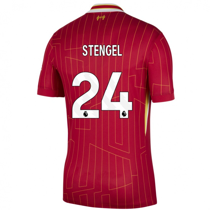Danxen Kinder Katie Stengel #24 Rot Gelb Weiß Heimtrikot Trikot 2024/25 T-Shirt