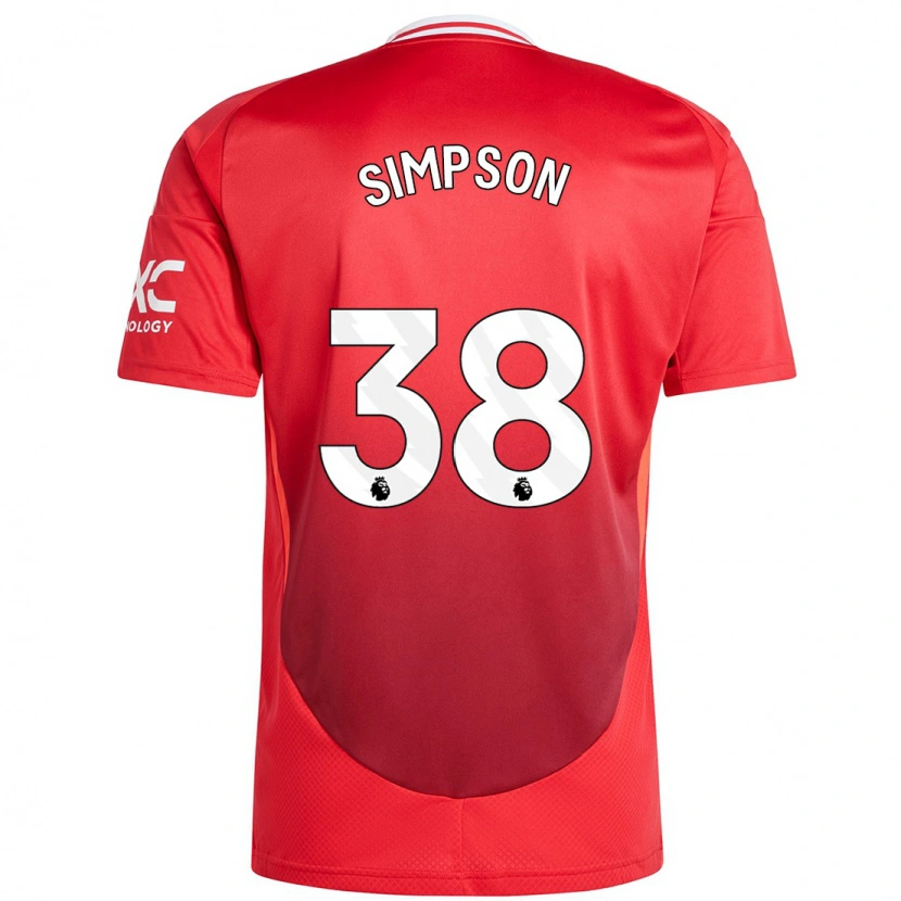 Danxen Kinder Jess Simpson #38 Hellrot Heimtrikot Trikot 2024/25 T-Shirt