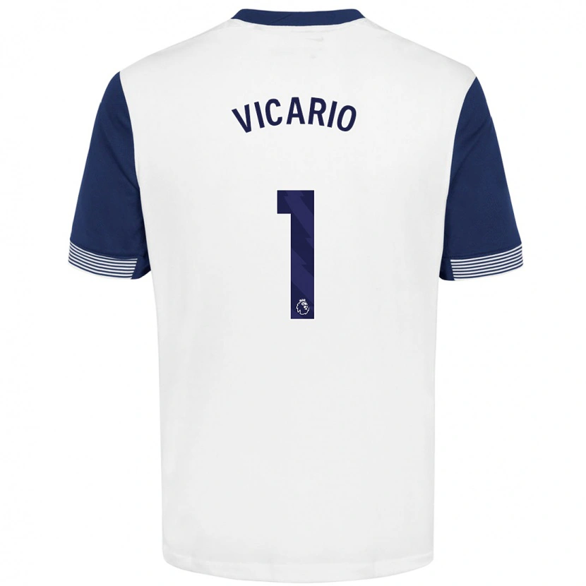 Danxen Kinder Guglielmo Vicario #1 Weiß Blau Heimtrikot Trikot 2024/25 T-Shirt