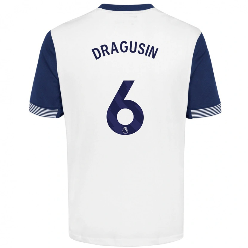 Danxen Kinder Radu Drăgușin #6 Weiß Blau Heimtrikot Trikot 2024/25 T-Shirt