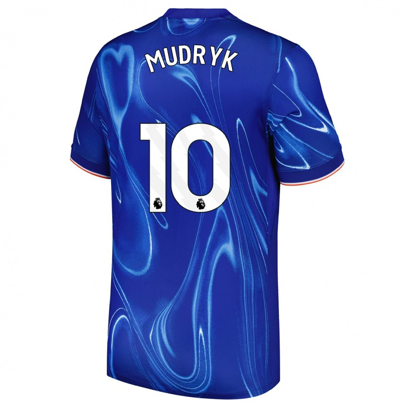 Danxen Kinder Mykhaylo Mudryk #10 Blau Weiß Heimtrikot Trikot 2024/25 T-Shirt