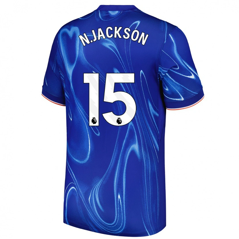 Danxen Kinder Nicolas Jackson #15 Blau Weiß Heimtrikot Trikot 2024/25 T-Shirt