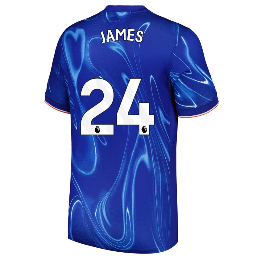 Danxen Kinder Reece James #24 Blau Weiß Heimtrikot Trikot 2024/25 T-Shirt
