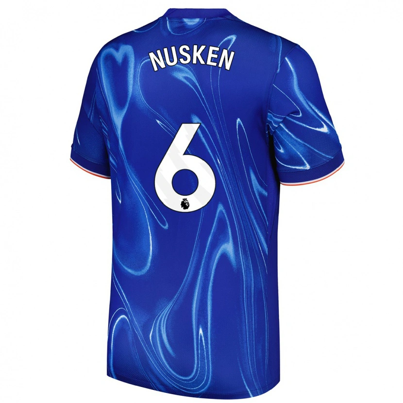 Danxen Kinder Sjoeke Nüsken #6 Blau Weiß Heimtrikot Trikot 2024/25 T-Shirt