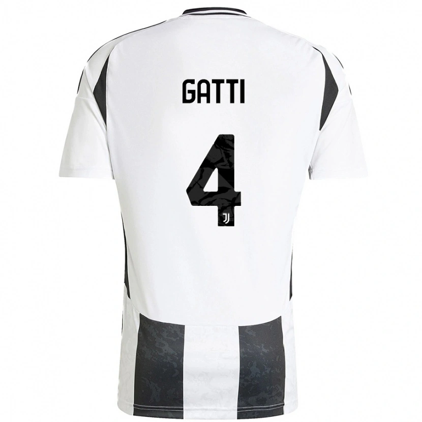 Danxen Kinder Federico Gatti #4 Weiß Schwarz Heimtrikot Trikot 2024/25 T-Shirt