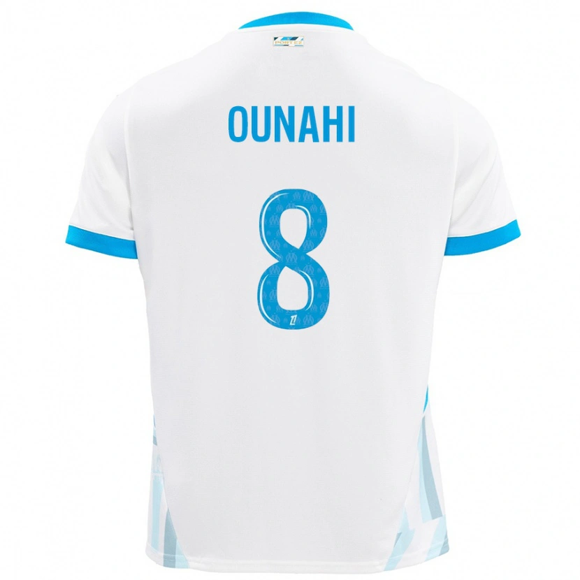 Danxen Kinder Azzedine Ounahi #8 Weiß Himmelblau Heimtrikot Trikot 2024/25 T-Shirt