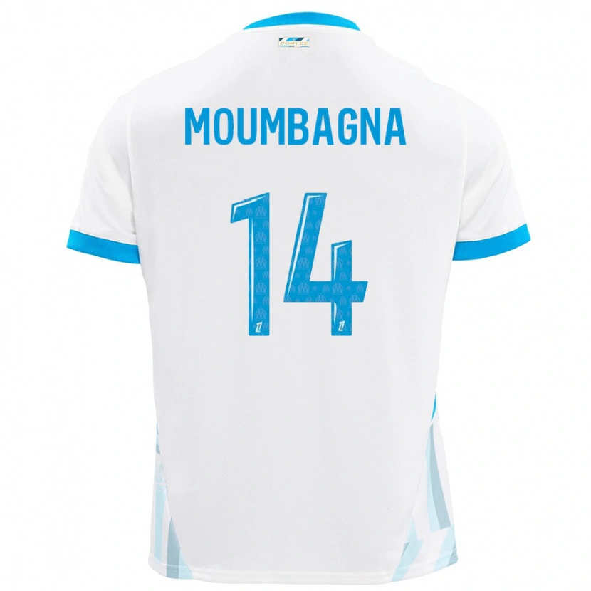 Danxen Kinder Faris Moumbagna #14 Weiß Himmelblau Heimtrikot Trikot 2024/25 T-Shirt