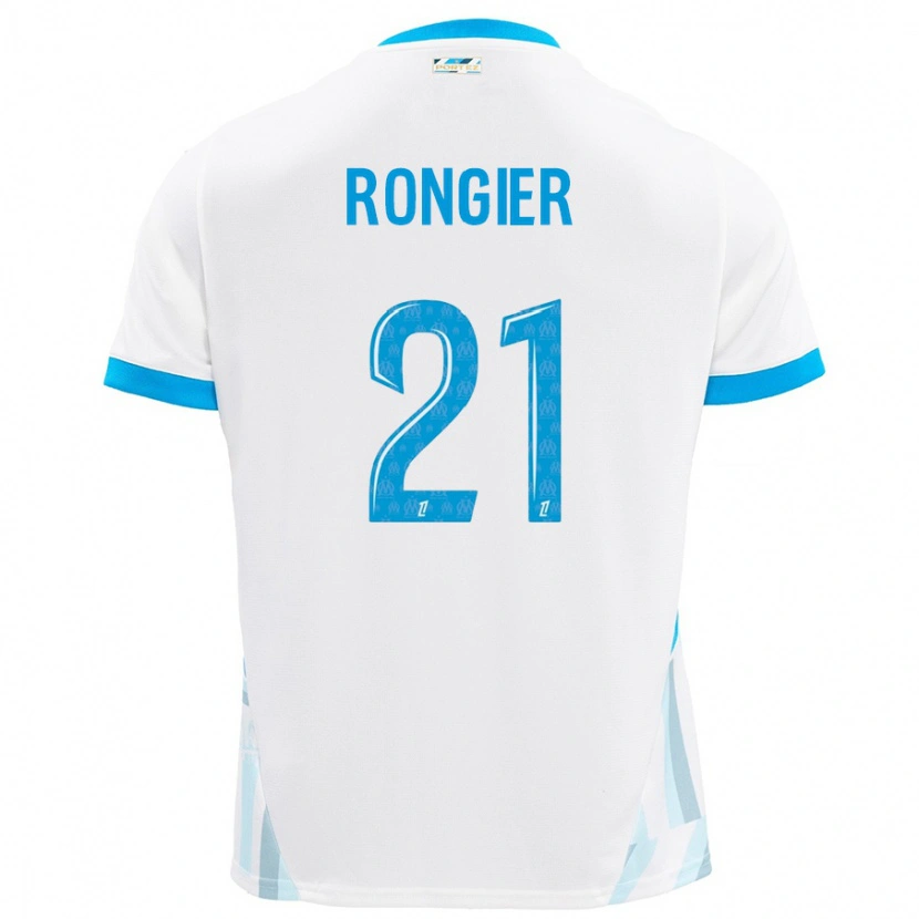 Danxen Kinder Valentin Rongier #21 Weiß Himmelblau Heimtrikot Trikot 2024/25 T-Shirt