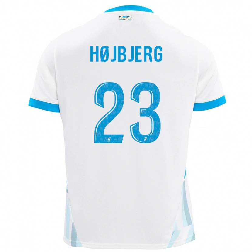 Danxen Kinder Pierre-Emile Højbjerg #23 Weiß Himmelblau Heimtrikot Trikot 2024/25 T-Shirt