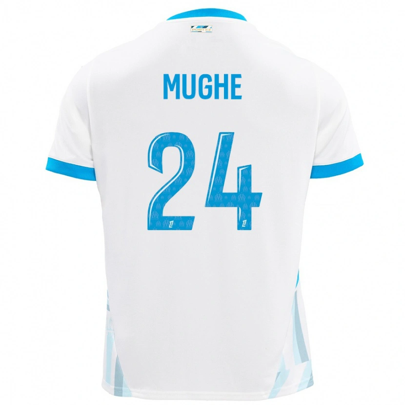 Danxen Kinder François Mughe #24 Weiß Himmelblau Heimtrikot Trikot 2024/25 T-Shirt