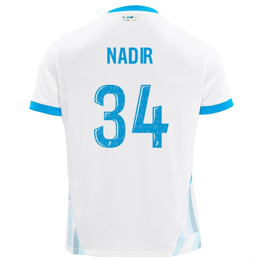 Danxen Kinder Bilal Nadir #34 Weiß Himmelblau Heimtrikot Trikot 2024/25 T-Shirt