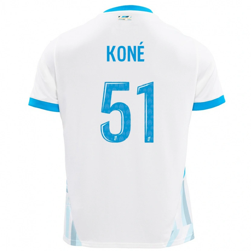 Danxen Kinder Ismaël Koné #51 Weiß Himmelblau Heimtrikot Trikot 2024/25 T-Shirt