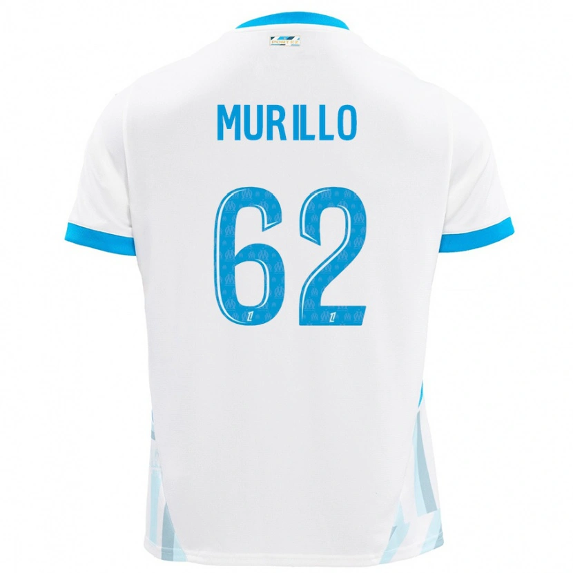 Danxen Kinder Amir Murillo #62 Weiß Himmelblau Heimtrikot Trikot 2024/25 T-Shirt
