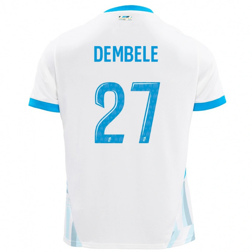 Danxen Kinder Coumba Dembélé #27 Weiß Himmelblau Heimtrikot Trikot 2024/25 T-Shirt
