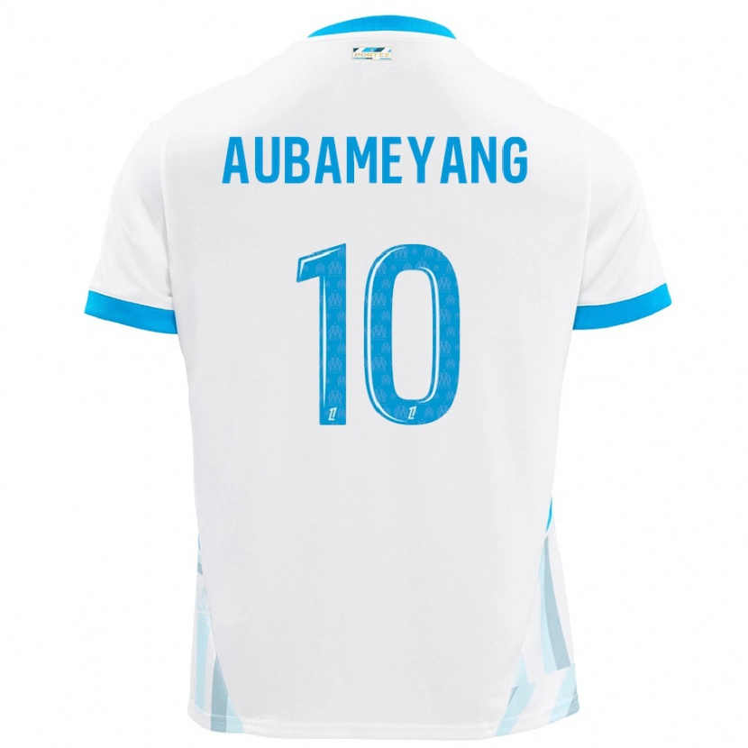 Danxen Kinder Pierre-Emerick Aubameyang #10 Weiß Himmelblau Heimtrikot Trikot 2024/25 T-Shirt