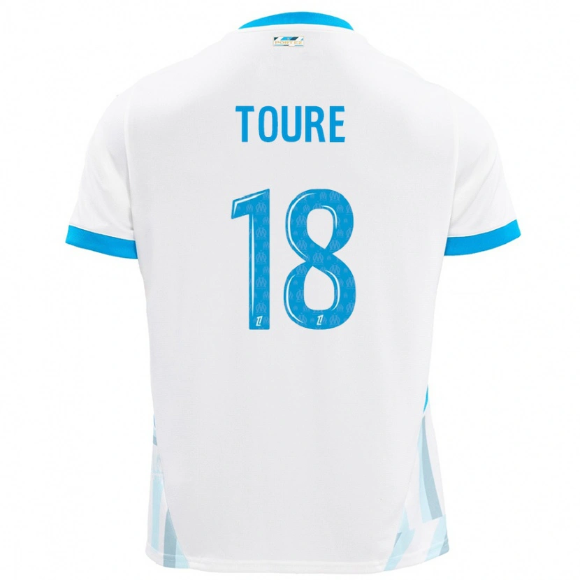 Danxen Kinder Isaak Toure #18 Weiß Himmelblau Heimtrikot Trikot 2024/25 T-Shirt