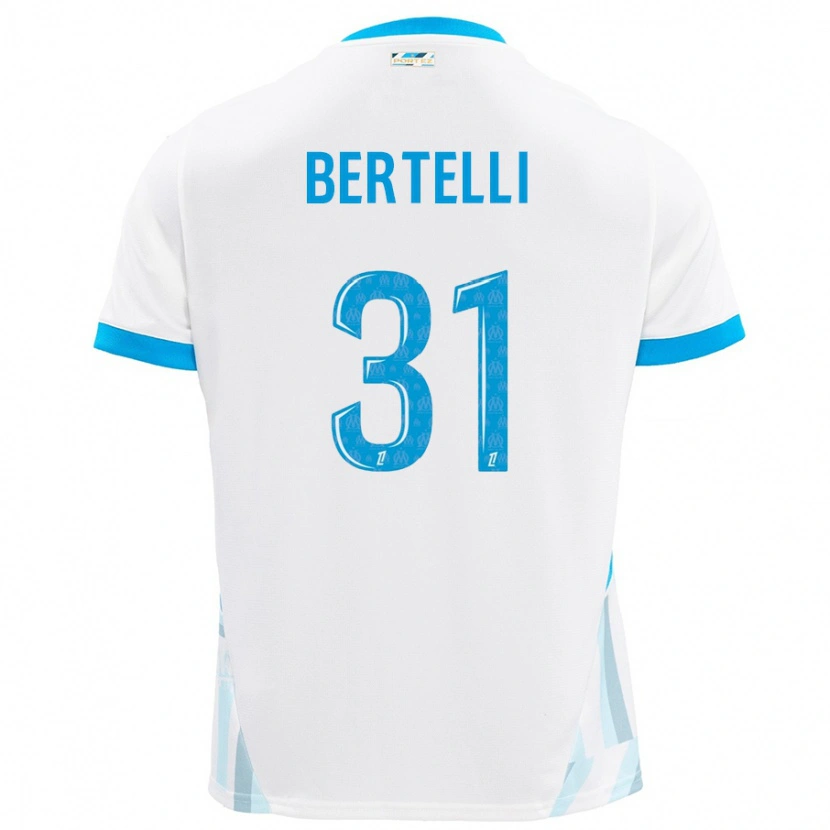Danxen Kinder Ugo Bertelli #31 Weiß Himmelblau Heimtrikot Trikot 2024/25 T-Shirt