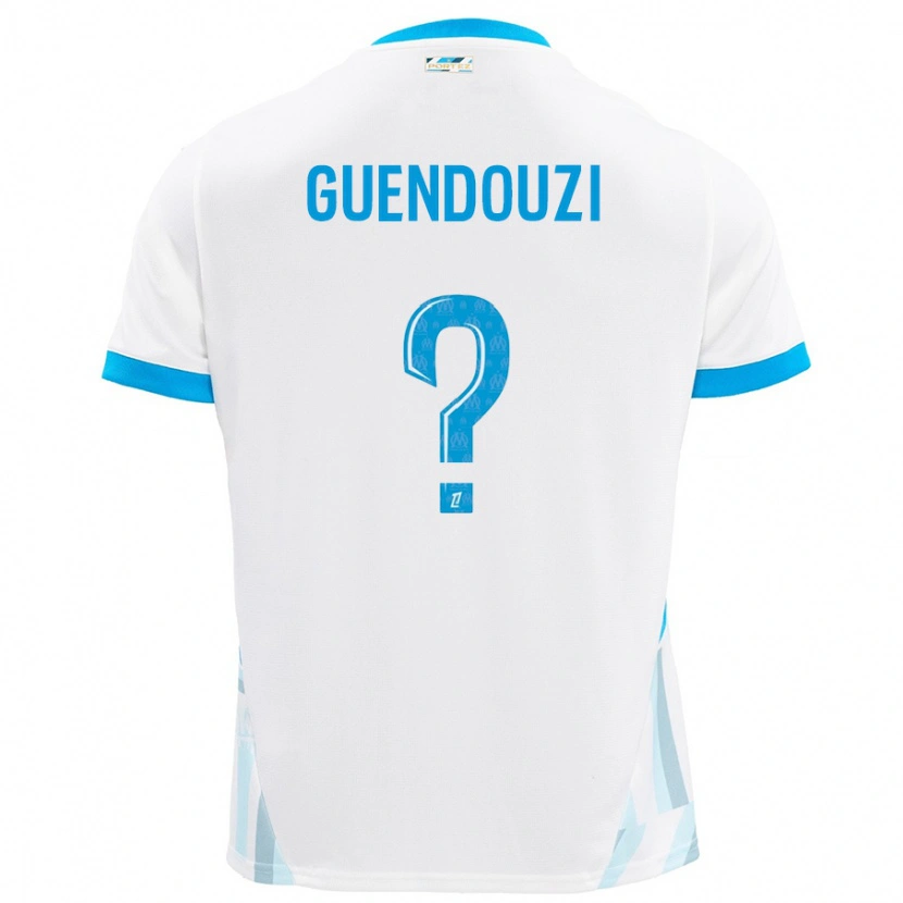 Danxen Kinder Milan Guendouzi #0 Weiß Himmelblau Heimtrikot Trikot 2024/25 T-Shirt