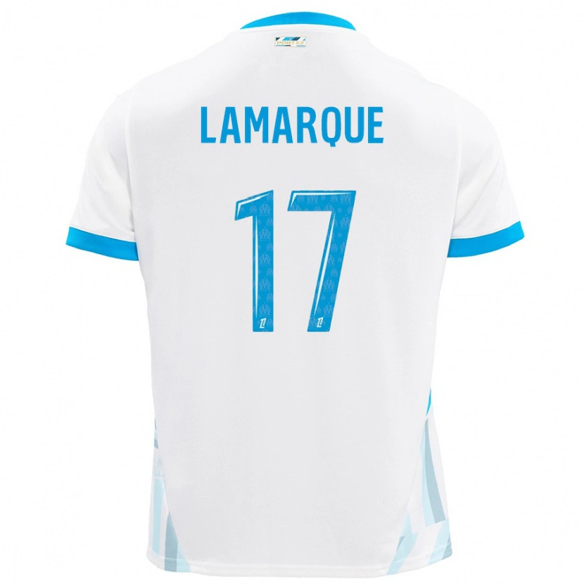 Danxen Kinder Alais Lamarque #17 Weiß Himmelblau Heimtrikot Trikot 2024/25 T-Shirt
