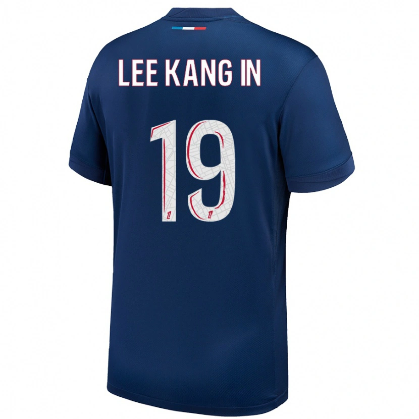 Danxen Kinder Kang-In Lee #19 Marineblau Weiß Heimtrikot Trikot 2024/25 T-Shirt
