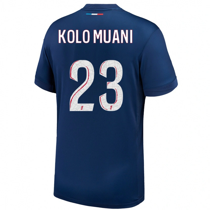Danxen Kinder Randal Kolo Muani #23 Marineblau Weiß Heimtrikot Trikot 2024/25 T-Shirt