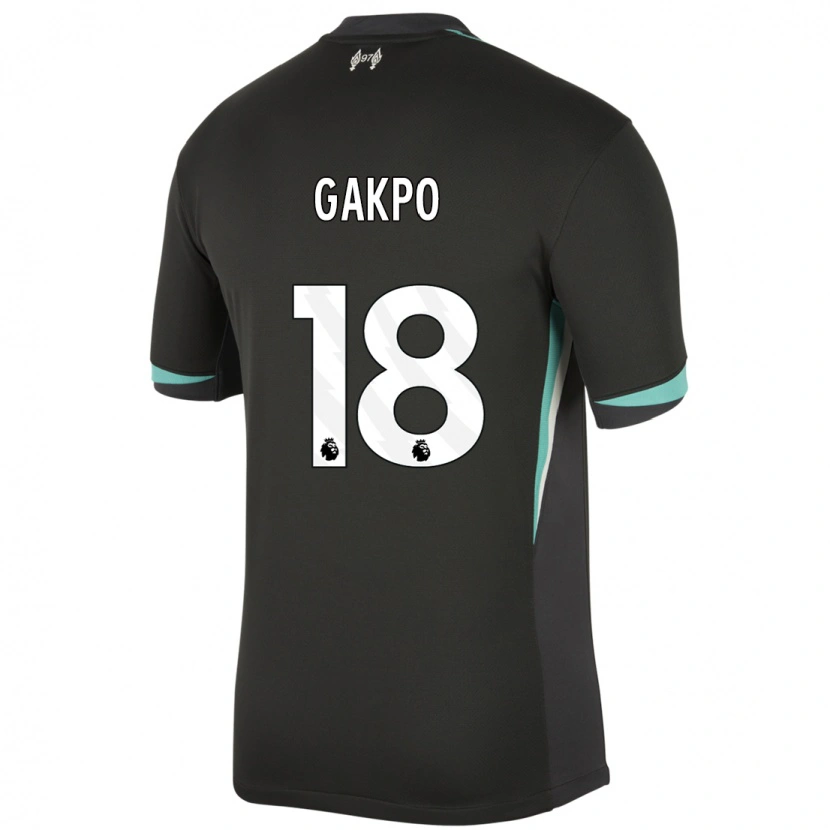 Danxen Kinder Cody Gakpo #18 Schwarz Anthrazitweiß Auswärtstrikot Trikot 2024/25 T-Shirt