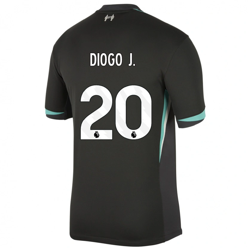 Danxen Kinder Diogo Jota #20 Schwarz Anthrazitweiß Auswärtstrikot Trikot 2024/25 T-Shirt