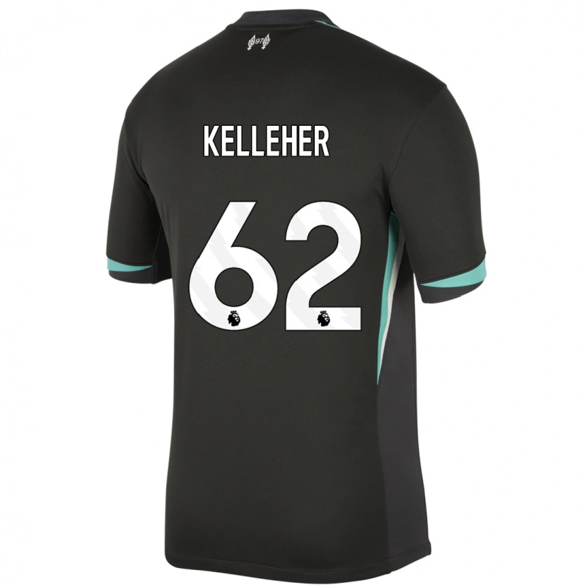 Danxen Kinder Caoimhín Kelleher #62 Schwarz Anthrazitweiß Auswärtstrikot Trikot 2024/25 T-Shirt