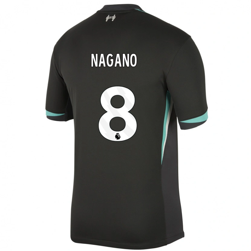 Danxen Kinder Fūka Nagano #8 Schwarz Anthrazitweiß Auswärtstrikot Trikot 2024/25 T-Shirt