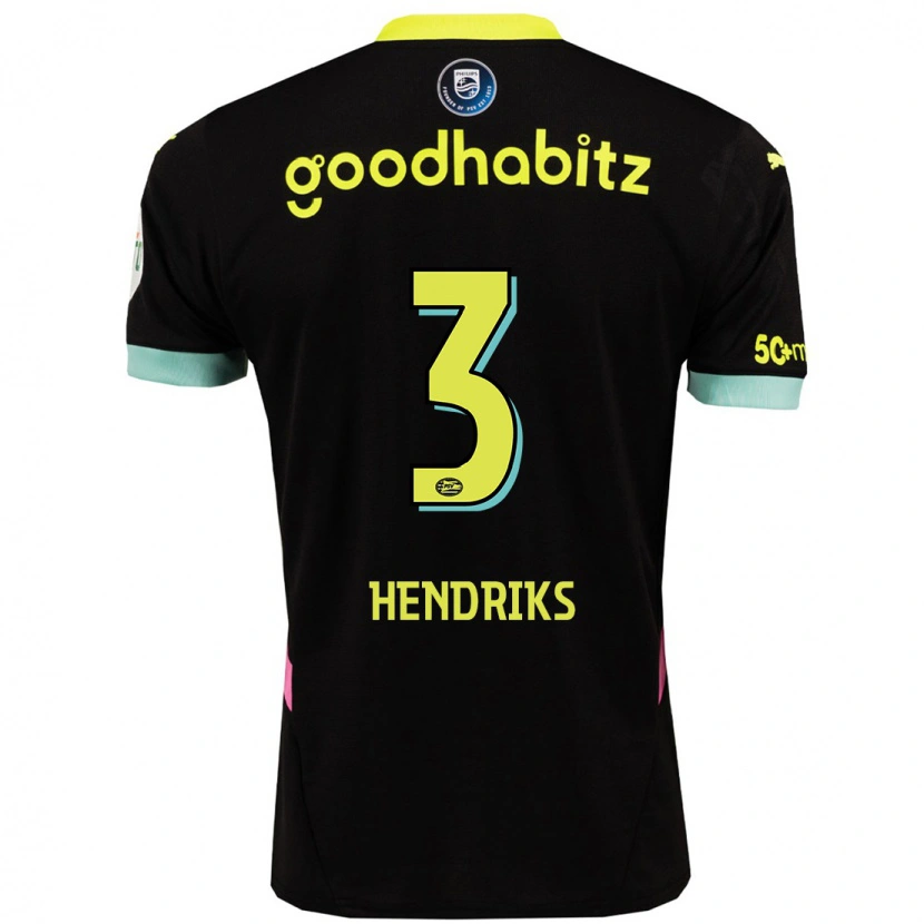 Danxen Kinder Gwyneth Hendriks #3 Schwarz Gelb Auswärtstrikot Trikot 2024/25 T-Shirt