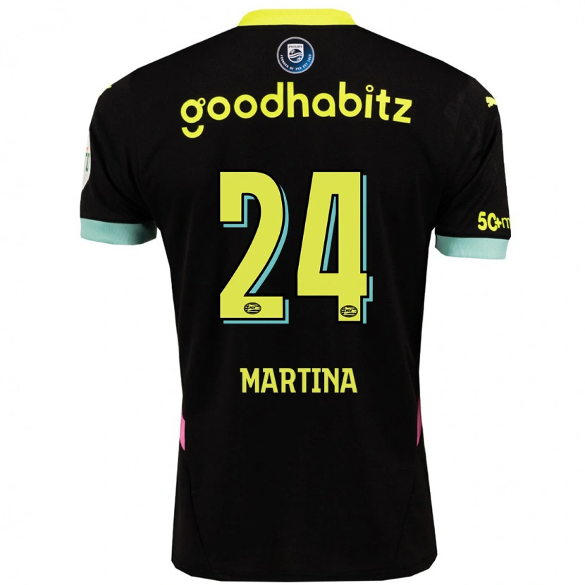 Danxen Kinder Shijona Martina #24 Schwarz Gelb Auswärtstrikot Trikot 2024/25 T-Shirt
