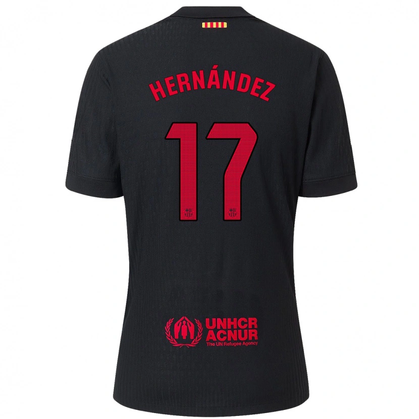 Danxen Kinder Juan Hernández #17 Schwarz Rot Auswärtstrikot Trikot 2024/25 T-Shirt