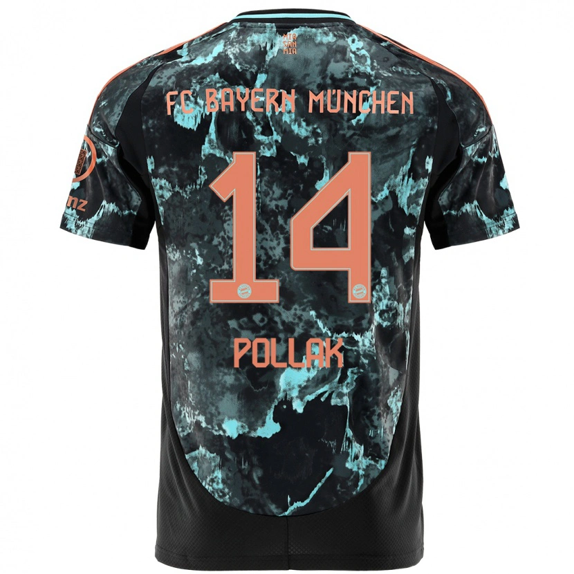 Danxen Kinder Florian Pollak #14 Schwarz Auswärtstrikot Trikot 2024/25 T-Shirt
