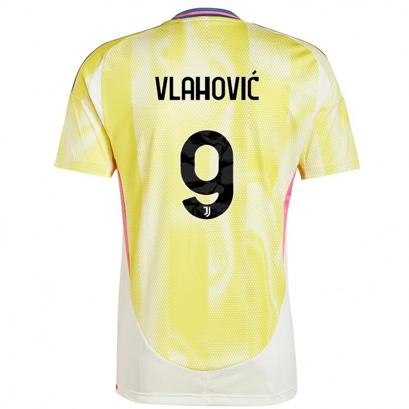 Danxen Kinder Dušan Vlahović #9 Solargelb Auswärtstrikot Trikot 2024/25 T-Shirt