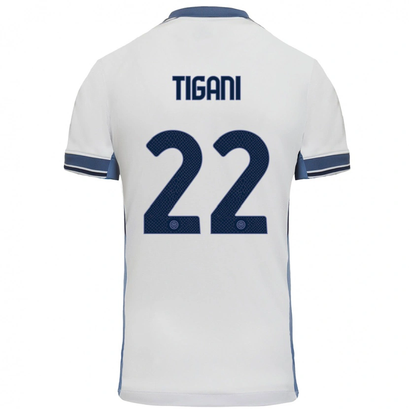 Danxen Kinder Edoardo Tigani #22 Weißgrau Auswärtstrikot Trikot 2024/25 T-Shirt