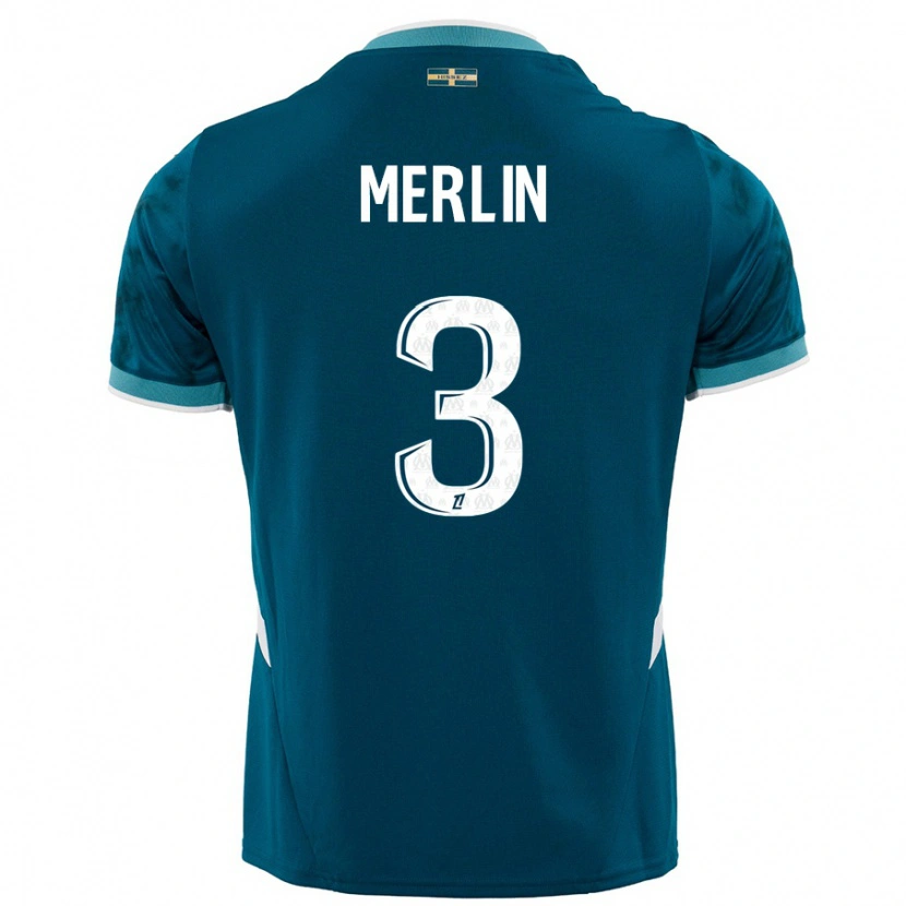Danxen Kinder Quentin Merlin #3 Türkisblau Auswärtstrikot Trikot 2024/25 T-Shirt