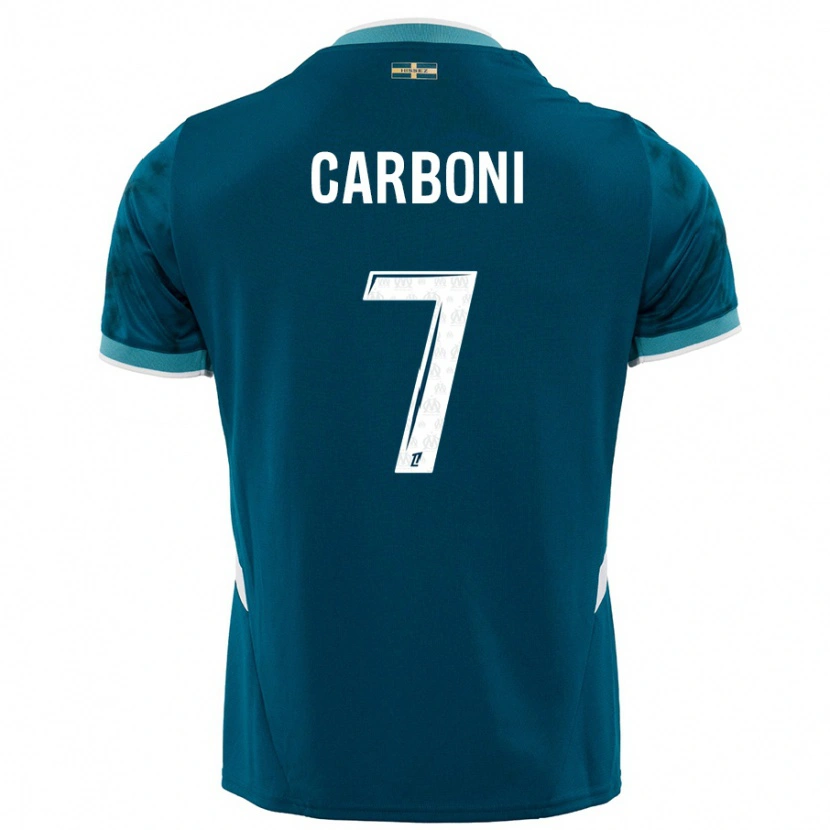 Danxen Kinder Valentín Carboni #7 Türkisblau Auswärtstrikot Trikot 2024/25 T-Shirt